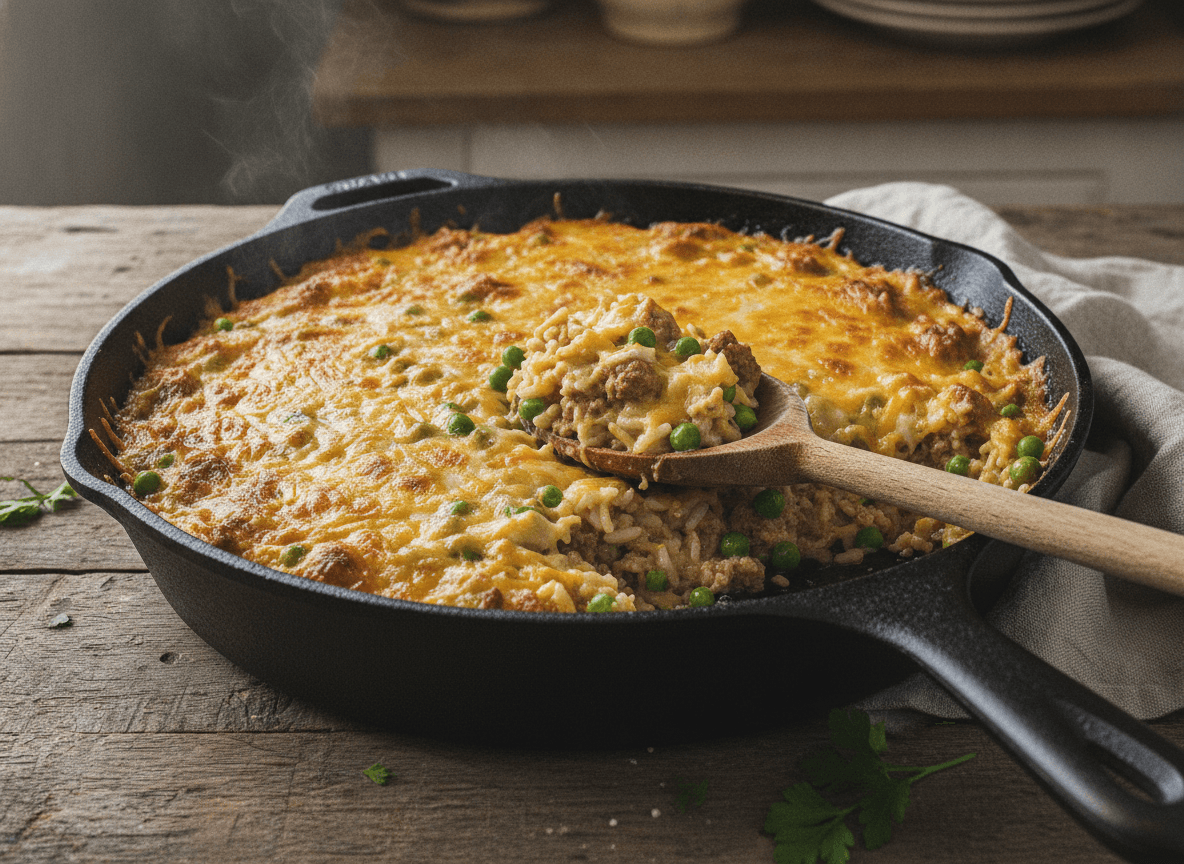 Cheesy Ground Turkey and Rice Skillet