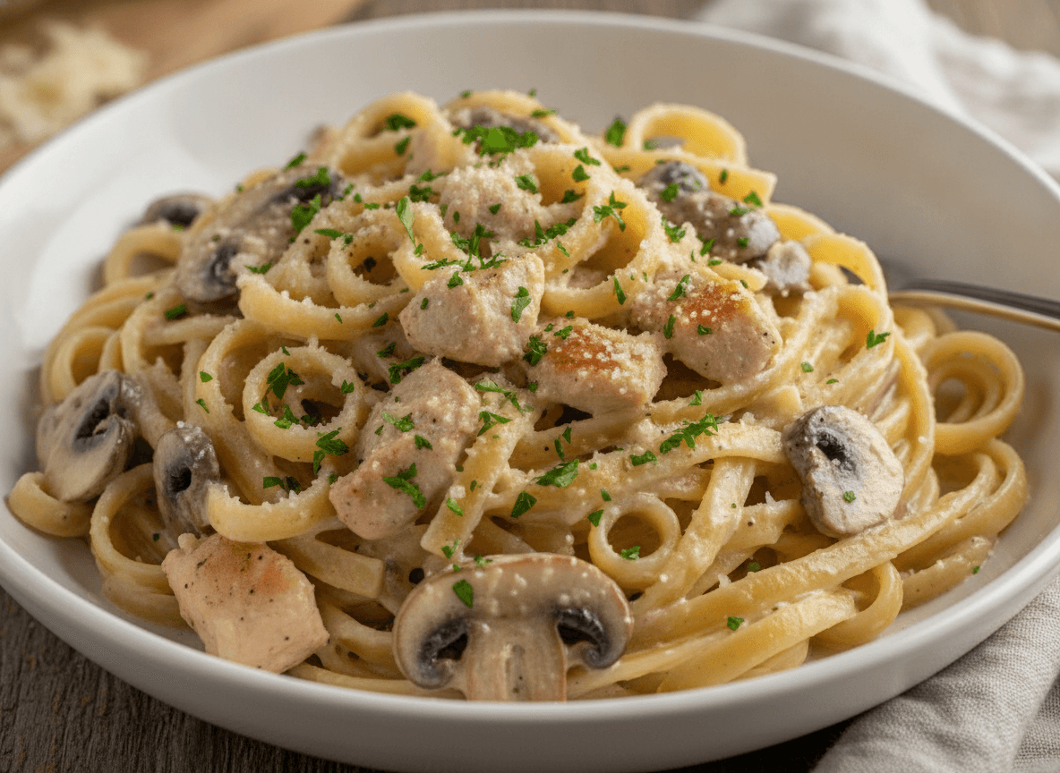 Creamy Chicken & Mushroom Pasta