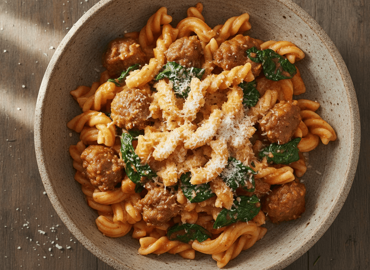 Creamy Tomato and Spinach Pasta with Sausage