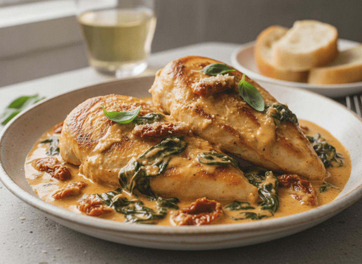 Creamy Tuscan Chicken with Sun-Dried Tomatoes