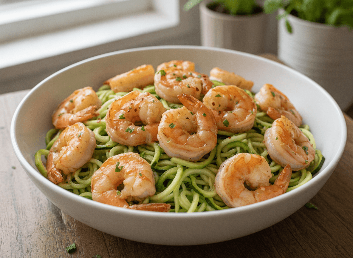 Lemon Garlic Butter Shrimp with Zucchini Noodles