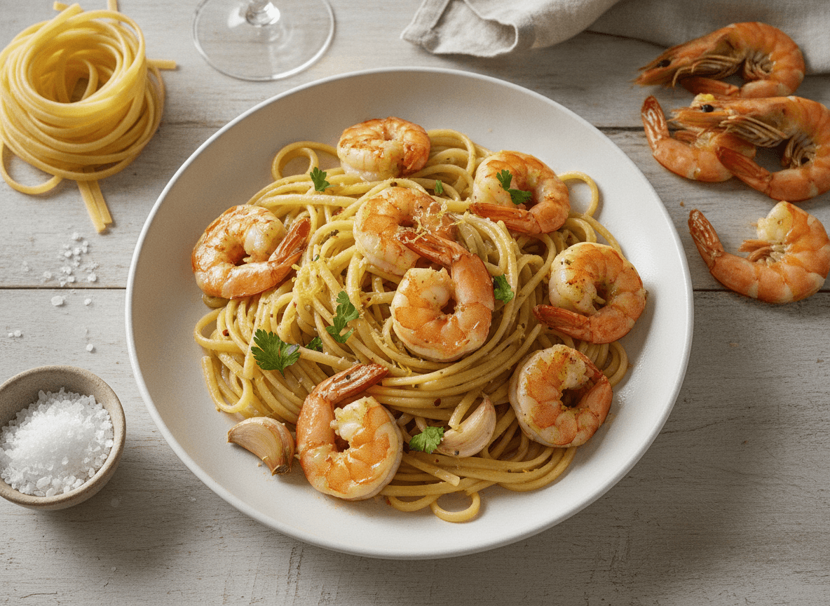 Lemon Garlic Shrimp Pasta