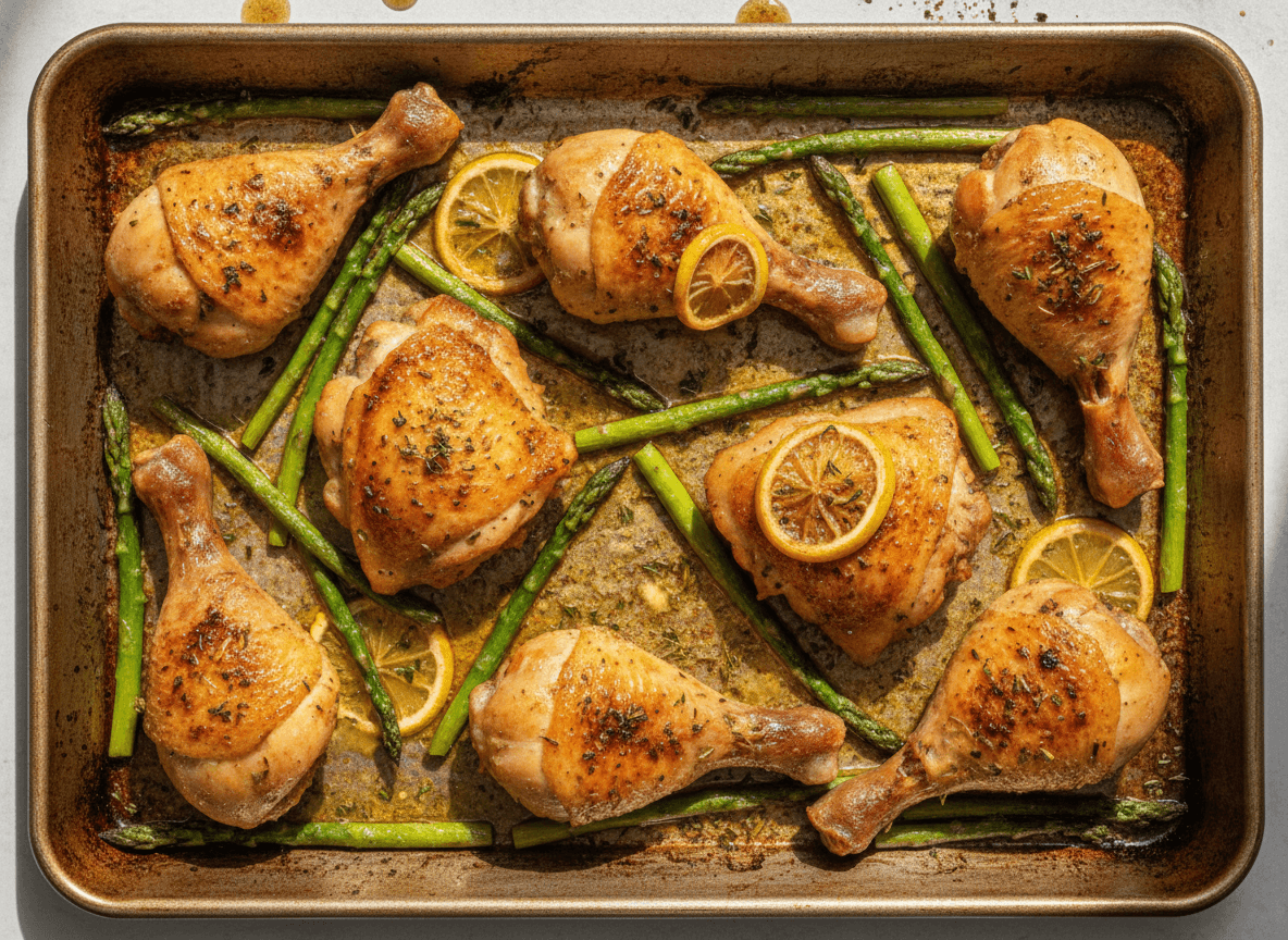 One-Pan Lemon Herb Roasted Chicken and Asparagus