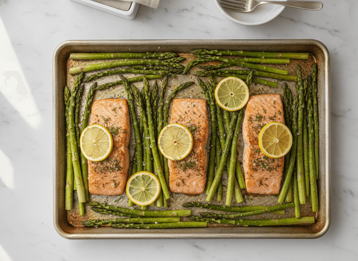 One-Pan Lemon Herb Roasted Salmon and Asparagus