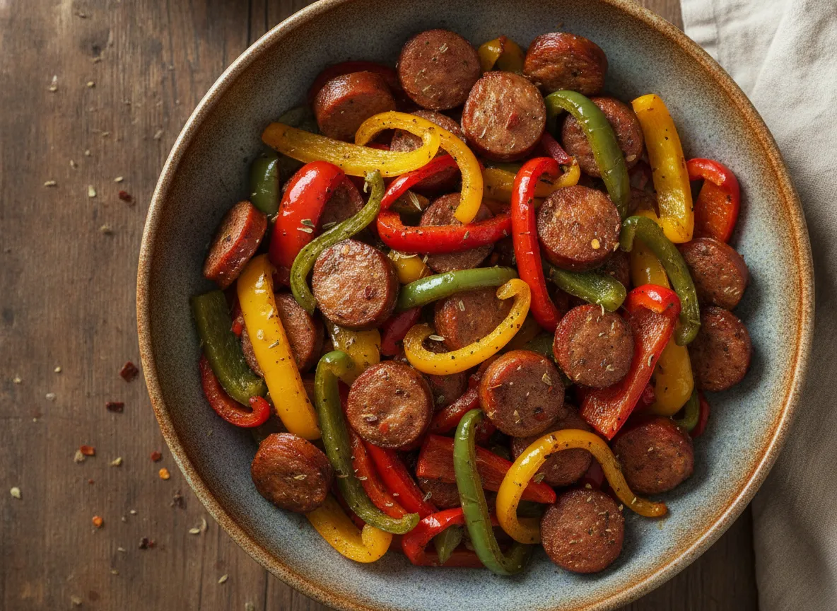 Sheet Pan Air Fryer Sausage and Peppers