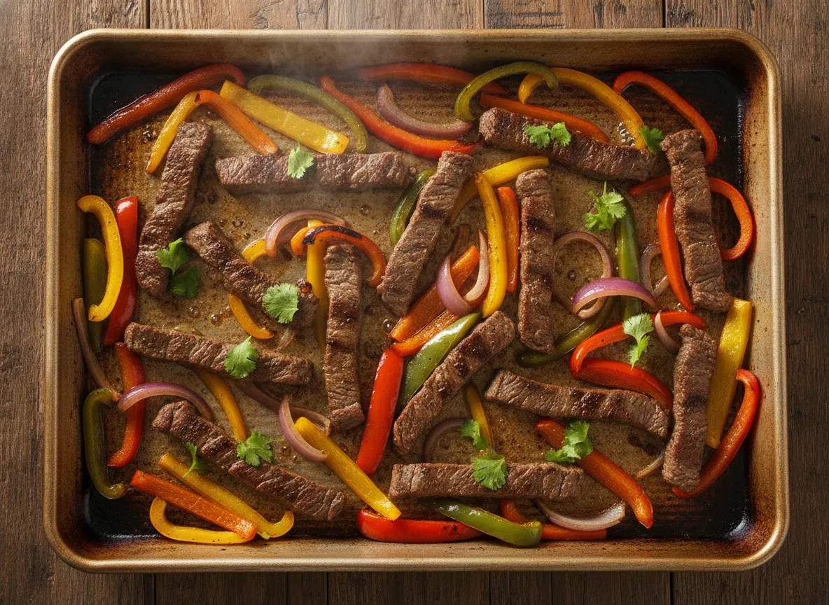 Sheet Pan Steak Fajitas with Bell Peppers